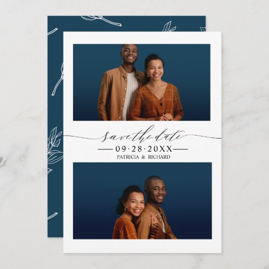 Eenvoudig afbeeldingsweddenschap Save the Date 2 P Kaart (Voorkant / Achterkant)