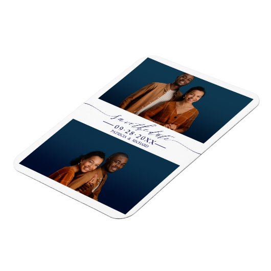 Eenvoudig afbeeldingsweddenschap Save the Date 2 P Magneet (Linkerzijde)