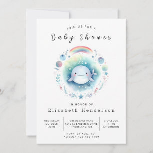 Eenvoudig afdrukbaar walvis Baby shower Kaart