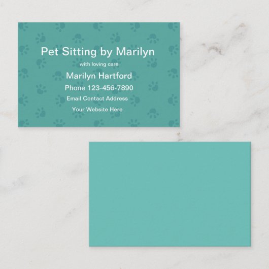 Eenvoudig afdrukken Pet Sitting Services Pauw Visitekaartje (Voorkant / Achterkant)