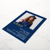 Eenvoudig Afstudeerder 2025 Foto Afstuderen Navy G Folie Uitnodiging (Gedraaid)