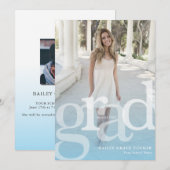 Eenvoudig AFSTUDEERDER Lichte Blauwe Bekleding om  Aankondiging (Voorkant / Achterkant)