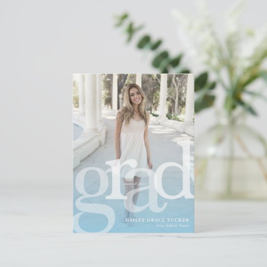 Eenvoudig AFSTUDEERDER Lichte Blauwe Bekleding om Briefkaart (Staand voorkant)