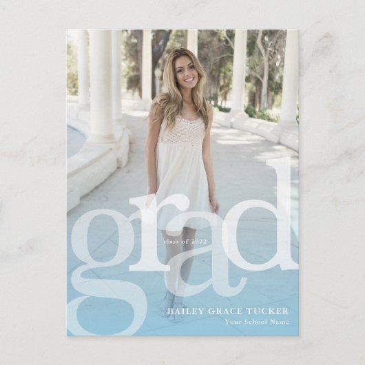 Eenvoudig AFSTUDEERDER Lichte Blauwe Bekleding om Briefkaart (Voorkant)