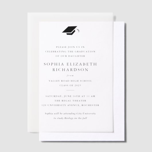 Eenvoudig Afstudeerder Pet Elegant Afstuderen Vellum Uitnodigingen (Offset)