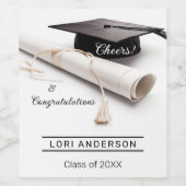 Eenvoudig Afstudeerder Pet Elegant Afstuderen Wijn Etiket (Enkel label)