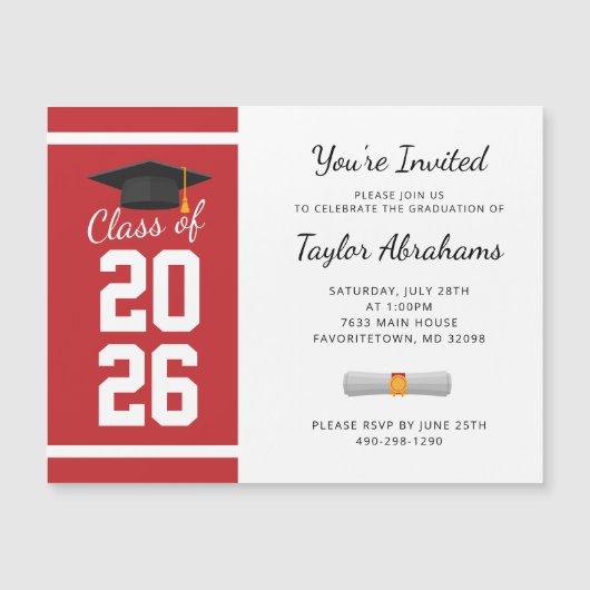 Eenvoudig Afstudeerder Rood Wit Afstuderen 2025 Ui (Voorkant)