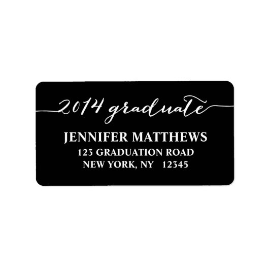 Eenvoudig Afstudeerder Zwart Afstuderen Adreslabel Etiket (Voorkant)