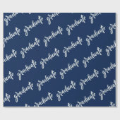 Eenvoudig Afstudeerfeest Blauw Wit Script Verloopf Cadeaupapier (Vlak)
