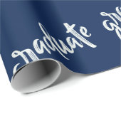 Eenvoudig Afstudeerfeest Blauw Wit Script Verloopf Cadeaupapier (Rol Hoek)