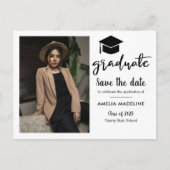 Eenvoudig afstudeerfeest | De datumfoto opslaan Aankondigingskaart (Voorkant)