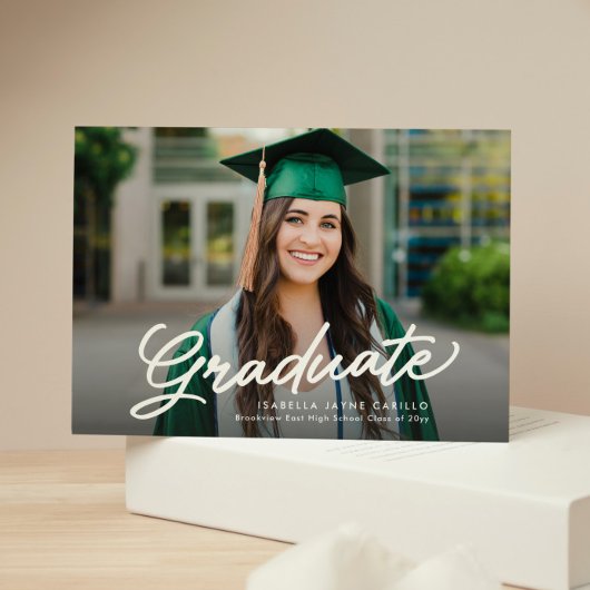 Eenvoudig afstudeerscript twee foto's afstuderen kaart