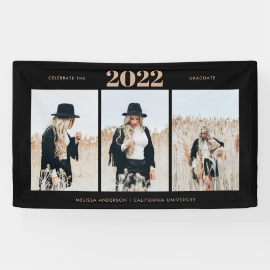 Eenvoudig Afstuderen 3 Foto Spandoek (Horizontaal)