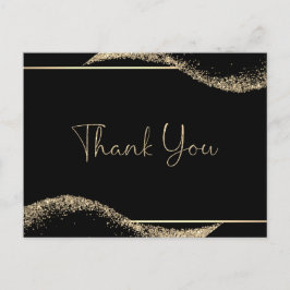 Eenvoudig Afstuderen Bedankt Black Gold Glitter Briefkaart