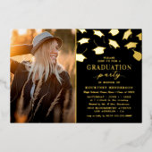 Eenvoudig Afstuderen Black Gold Foil Uitnodiging (Voorkant)