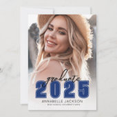 Eenvoudig Afstuderen blauw foto-Afstuderen Kaart (Voorkant)