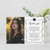 Eenvoudig Afstuderen Dank u handgeschreven | Foto Bedankkaart (Staand voorkant)