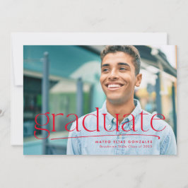 Eenvoudig afstuderen, éénfotorood afstuderen aankondiging