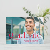 Eenvoudig afstuderen, éénfotorood afstuderen aankondiging (Staand voorkant)