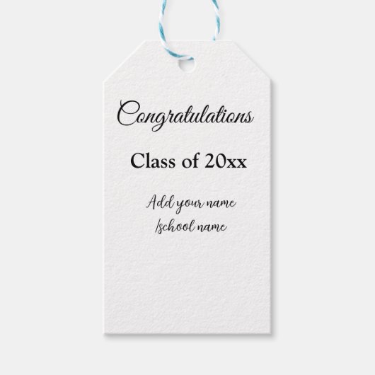 Eenvoudig afstuderen felicitaties Minimale add cla Cadeaulabel (Voorkant)