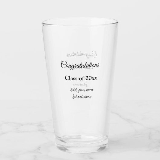 Eenvoudig afstuderen felicitaties Minimale add cla Glas (Voorkant)
