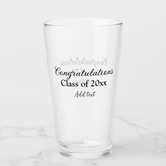 Eenvoudig afstuderen felicitaties Minimale add cla Glas (Voorkant)