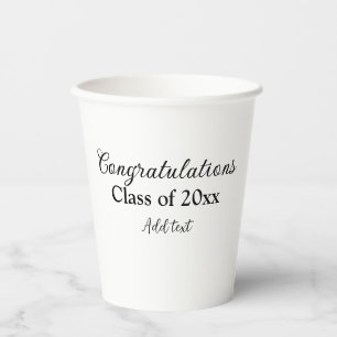 Eenvoudig afstuderen felicitaties Minimale add cla Papieren Bekers