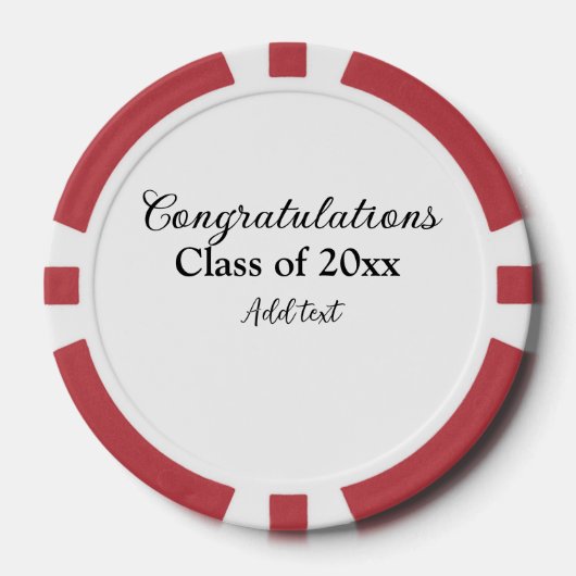 Eenvoudig afstuderen felicitaties Minimale add cla Poker Chips (Voorkant)