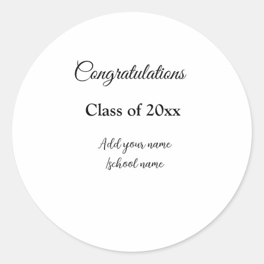 Eenvoudig afstuderen felicitaties Minimale add cla Ronde Sticker (Voorkant)