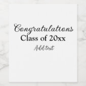 Eenvoudig afstuderen felicitaties Minimale add cla Wijn Etiket (Enkel label)