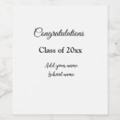 Eenvoudig afstuderen felicitaties Minimale add cla Wijn Etiket (Enkel label)