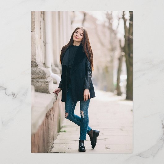 Eenvoudig Afstuderen Folie Uitnodiging (Achterkant)