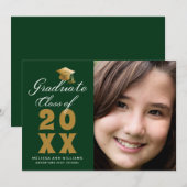 Eenvoudig Afstuderen Foto Groen Gold Script 2025 Aankondiging (Voorkant / Achterkant)