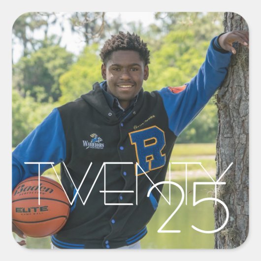 Eenvoudig Afstuderen | Foto modern script Afstudee Vierkante Sticker (Voorkant)