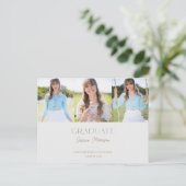 Eenvoudig Afstuderen grijs & goudmulti-fotoAfstude Briefkaart (Staand voorkant)