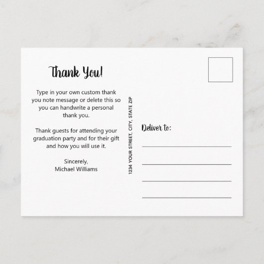 Eenvoudig Afstuderen Hartelijk dank Briefkaart (Achterkant)