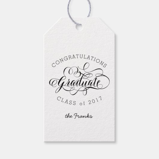 Eenvoudig Afstuderen Label Cadeau met scripts Cadeaulabel (Voorkant)