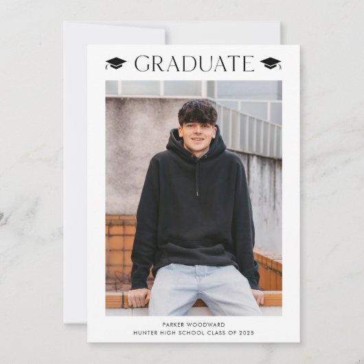 Eenvoudig Afstuderen met 2 foto's Aankondiging (Voorkant)