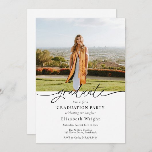 Eenvoudig Afstuderen met foto Kaart (Voorkant / Achterkant)