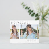 Eenvoudig Afstuderen Modern 2-Photo Afstuderen Briefkaart (Staand voorkant)