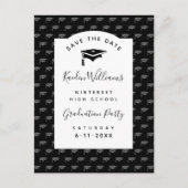 Eenvoudig Afstuderen Opslaan zwarte datum Briefkaa Briefkaart (Voorkant)