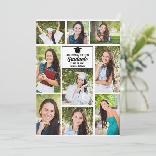 Eenvoudig Afstuderen Photo Collage Chic Afstuderen Aankondiging (Staand voorkant)