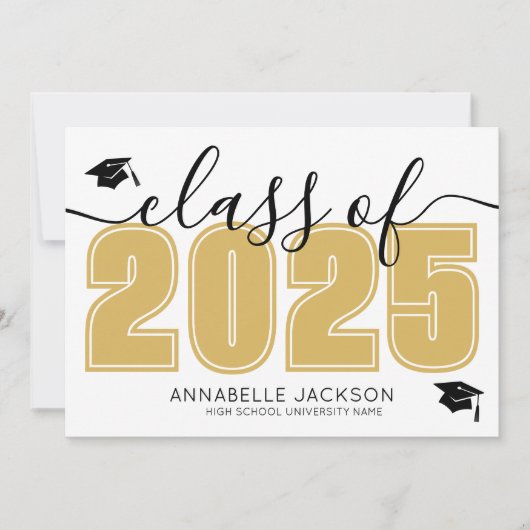Eenvoudig Afstuderen Photo Collage Gold Afstuderen Aankondiging (Voorkant)