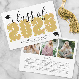 Eenvoudig Afstuderen Photo Collage Gold Afstuderen Aankondiging