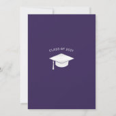 Eenvoudig Afstuderen Photo White Script op Paars Aankondiging (Achterkant)