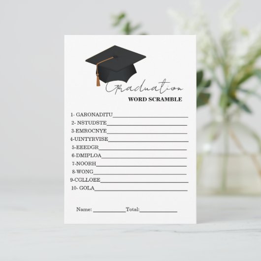 Eenvoudig afstuderen scramble afstuderen game informatiekaartje (Staand voorkant)