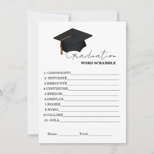Eenvoudig afstuderen scramble afstuderen game kaart (Voorkant)