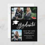 Eenvoudig Afstuderen script De datumfoto opslaan | Aankondigingskaart (Voorkant / Achterkant)