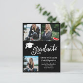 Eenvoudig Afstuderen script De datumfoto opslaan | Aankondigingskaart (Staand voorkant)