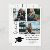 Eenvoudig Afstuderen script | De datumfoto opslaan Aankondigingskaart (Voorkant / Achterkant)